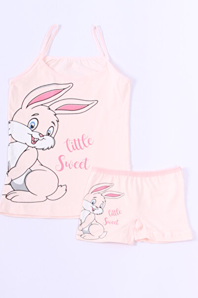 DK İÇ GİYİM Lány nyuszi mintás, kötélpántos rövidnadrág szett, 6 darabos