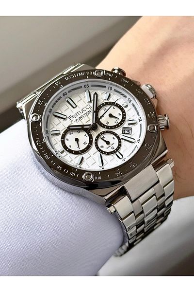 Ferrucci Men's Functions Active Steel Band Wrist Watch