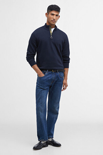 Barbour Pima Cotton Yarım Fermuarlı Kazak Ny91 Navy