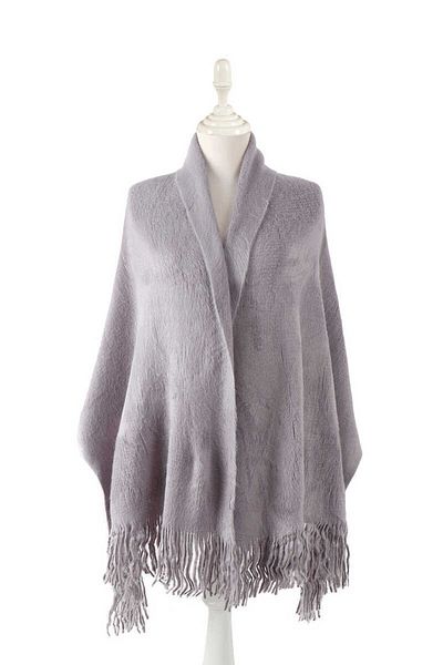 Bursa İpek Gray Angora Shawl