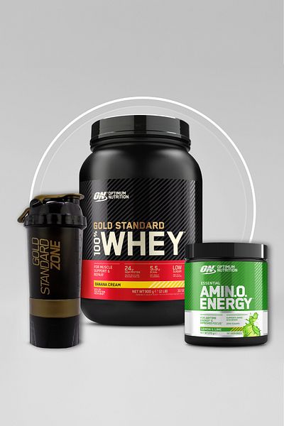 Optimum Nutrition Flavored 100 Whey Gs Banana 900g and Lemon Lime Amino Energy 270g Muscle Energy Set
