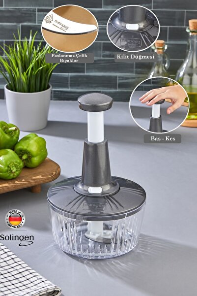 Tugomer Solingen 3-Blade Stainless Steel Press-Type Hand Rondosu Bas Kes Manu...