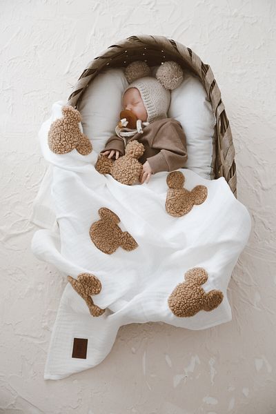 DERY BABY Ecru Muslin Teddy - 4 Layer Souris Blanket