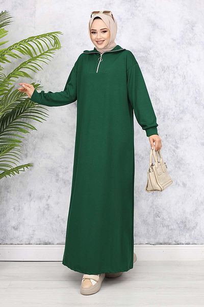 benguen Emerald Green Basic Hijab Φόρεμα - 2333