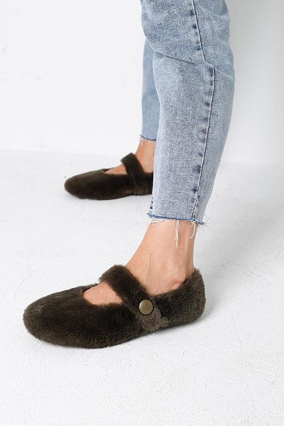 Beyond Women's Khaki Velcro Single Band Feather Ballerinas Byndcn01