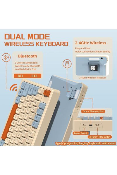 Sarftech Freewolf M96 2.4g Bt5.0 Çift Bağlantılı Tft Led Ekranlı Reinbow Gaming Oyuncu Klavye