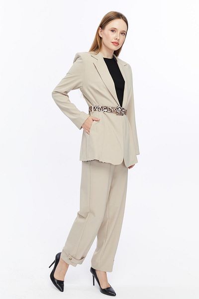 Appleline Leopard Patterned Beige Women's Suit - Buckled