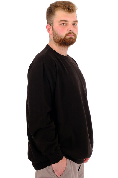ModeXL Men's Crew Neck Knitwear Sweater - Plus Size, Black 24208