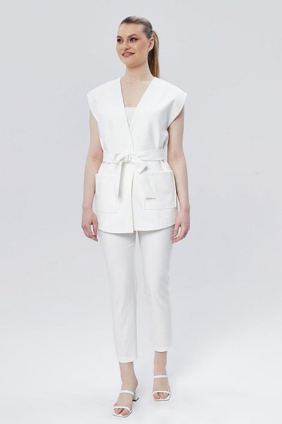 Appleline White Women's Double Set - Saddlebag Kimono, Vest and Trousers