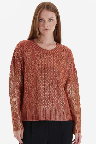 Two Mail Tan Leaf Printed Blouse