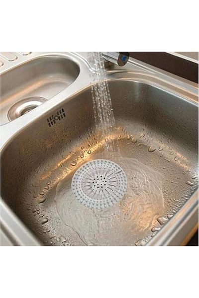 MAİN SHOP Round Silicone Sink and Bathtub Strainer, Sink Stopper White Color 1 Piece M-140