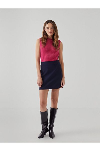 LC Waikiki Lcwk Women's Crepe Mini Skirt with Zippered Waist
