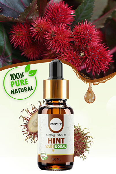 exocare Hint Yağı %100 Saf ve Doğal,Bitkisel Uçucu Yağ Cam Damlalıklı Doğal bakım Natural Castor Oil 100ml