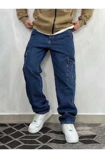 moda camiya Мъжки широки дънкови панталони Cargo с джоб Удобни дънки със страничен джоб Вижте таблицата с размери