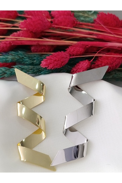 İPAR AKSESUAR Zigzag Large Metal Silver Earring