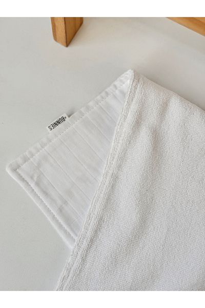Jr Bunnies White Muslin-Towel Fabric Shoulder Cloth