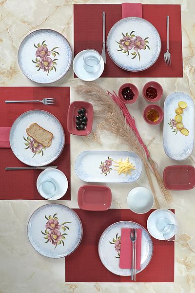 Keramika Dusty Rose Breakfast Set for 6 People - 29 Pieces