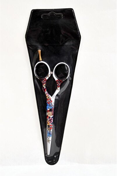 Zaza Kuaför Berber Malzemeleri Çiçekli Paslanmaz Çelik Berber Makası 5.5 Numara