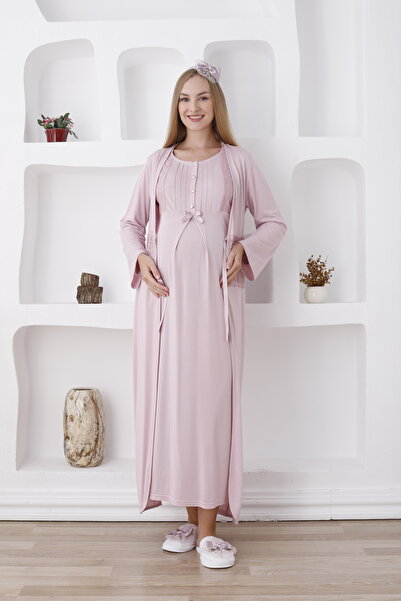 ERDENİZ TEKSTİL Set de 2 piese pentru maternitate cu nasturi în față și halat...