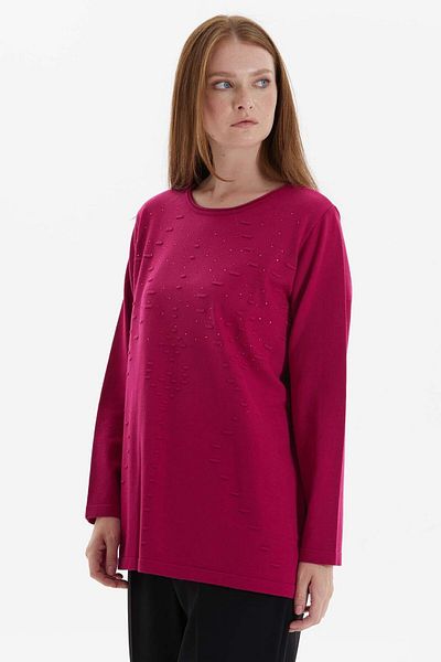 Two Mail Fuchsia Stacked Patterned Blouse