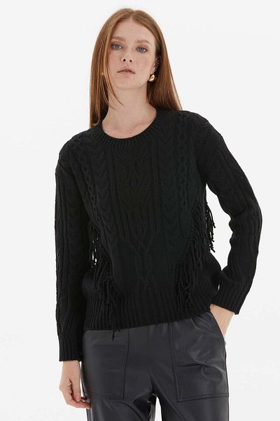Two Mail Black Blouse - Lace Detailed