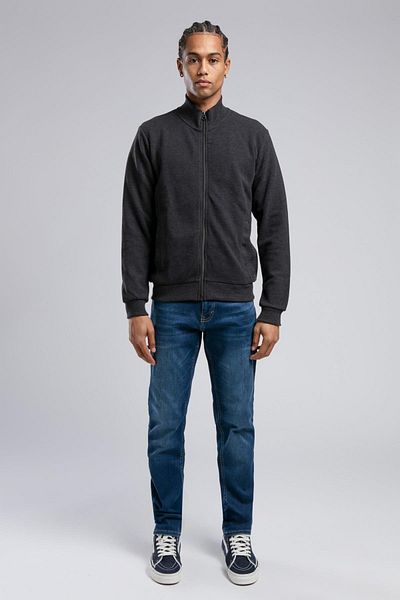 Lee Cooper Dreon - Мъжки суитшърт с яка стойка и цип (антрацит)