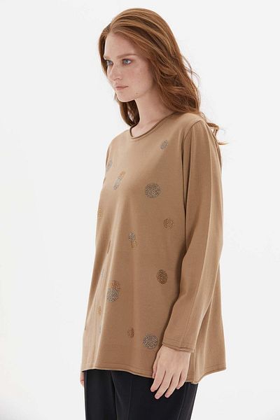 Two Mail Camel Stone Detailed Blouse