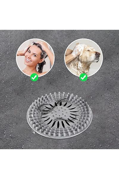 MAİN SHOP Round Silicone Sink and Bathtub Strainer, Sink Stopper Drain Protector Gray Color 1 Piece M-140