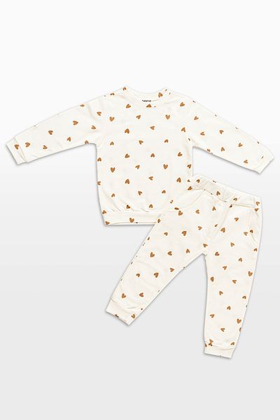 babynup Gold Heart Patterned Baby Girl Child Raster Tracksuit Set