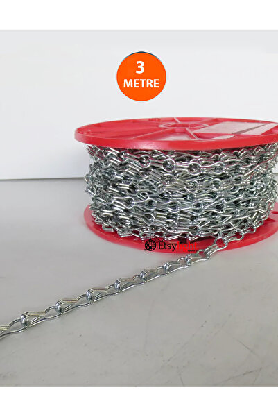 Etsylight Florasan Zinciri, Çift Kanca Zincir- 3 Metre - Nikel Renk