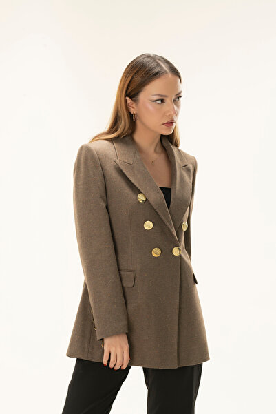 MY COUSİN Kruvaze Vatkalı Astarlı Gold Düğme  Blazer ceket
