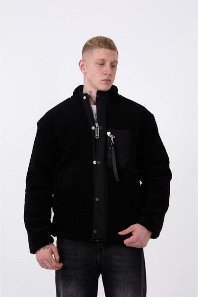 İLKCET MODA Garni Λεπτομερές βελούδινο παλτό Unisex με επένδυση