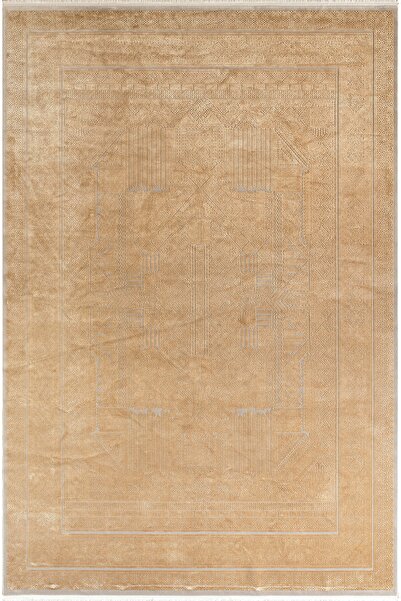 Royal Halı Bearny Modern TD01B Turuncu Krem Viskon Akrilik Yumuşak Dokulu Halı Karademir Home