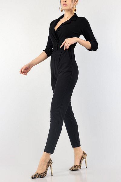 lovebox Women's Black Belted Pocket Jumpsuit 150589 32044