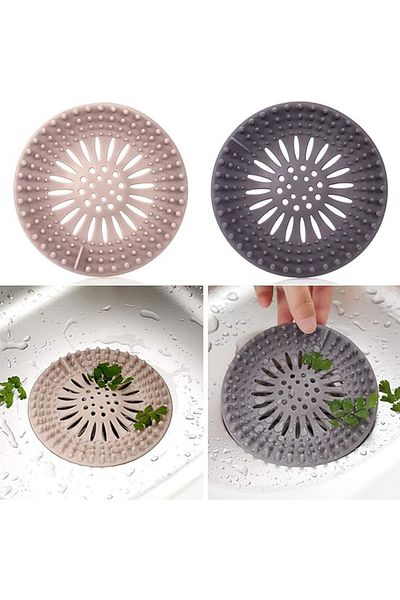 MAİN SHOP Round Silicone Strainer 12 cm Sink and Bathtub Strainer, Sink Stopper Gray Color 1 Piece M-140