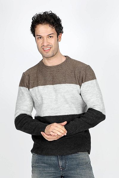 Lee Cooper Мъжки плетен пуловер с О-образно деколте Sage