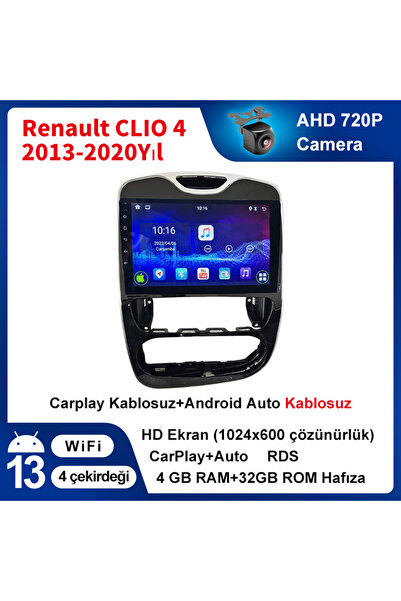 Genel Markalar Renault CLIO 4 2013-2020 Uyumlu 4GB Ram 32GB Rom Android Kablo...