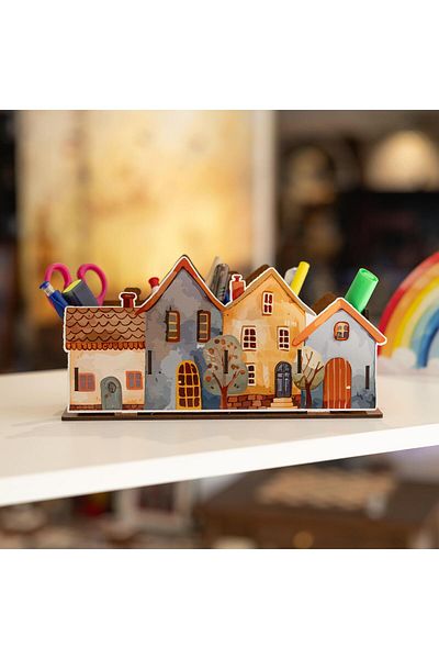 Anadolia Home Patterned Decorative Wooden Pen Holder
