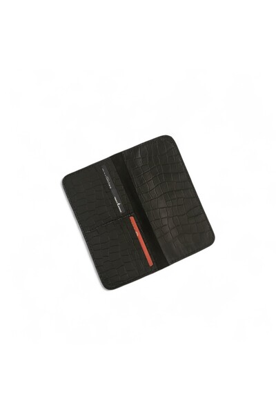 Hedea Black Crocodile Pattern Large Wallet Phone