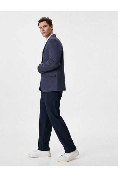 Koton Blazer Jacket Slim Fit Mono Collar Double Pocket Detailed Buttoned