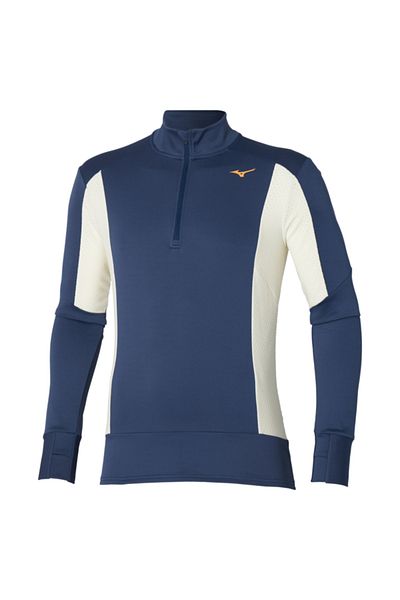 MIZUNO Мъжки суитшърт Warmalite с половин цип, син / бял