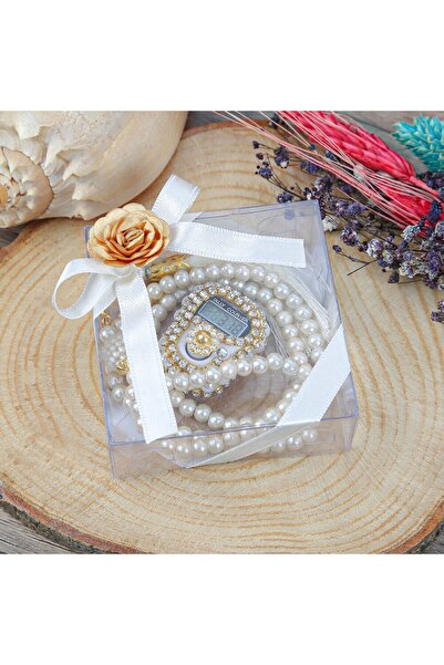 Asyabayrak Квадратна коробка - намисто з перлами та каменями, подарунковий крем