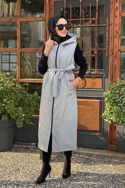 NAKİ Naki & Mascara Hooded Inflatable Vest 45Mk 113724   Gray