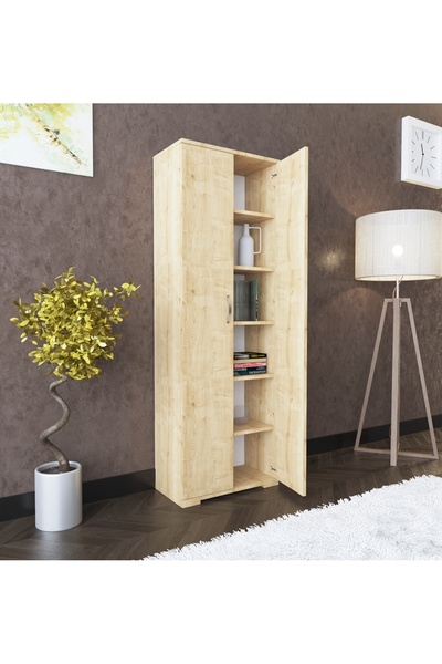 boreas design Hazar Çok Amaçlı Dolap Çift Kapaklı 6 Raflı Banyo Dolabı Mutfak...