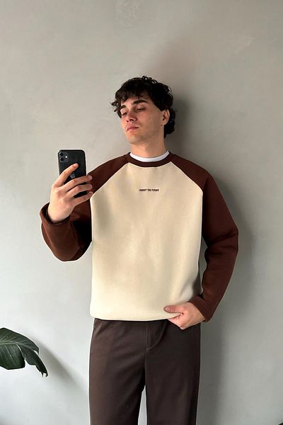 Flaw Wear Forget the Future Beige Raglan Sleeve Sweatshirt