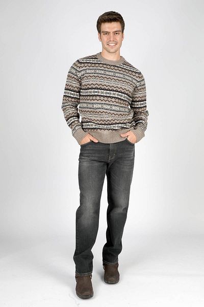 Lee Cooper Ανδρικό Μπεζ Πλεκτό Πουλόβερ - Mudeso, O Neck