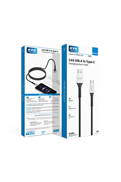 kvk 3.4a Usb-a To Type-c Chargi?ng&sync Cable