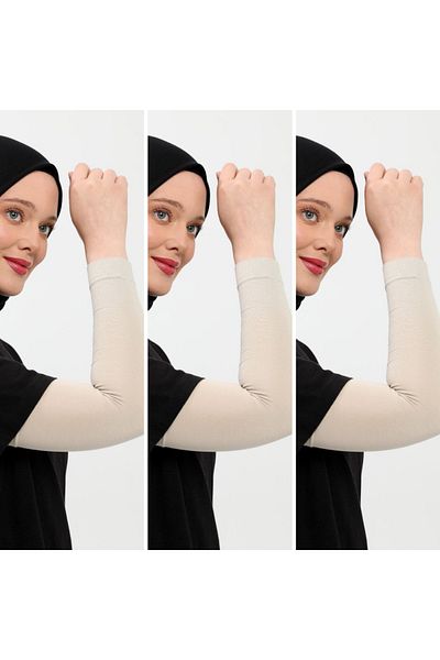 Melodi Scarf Hijab Sleeves Set of 3 Beige Prayer Sleeves Sports Sleeves