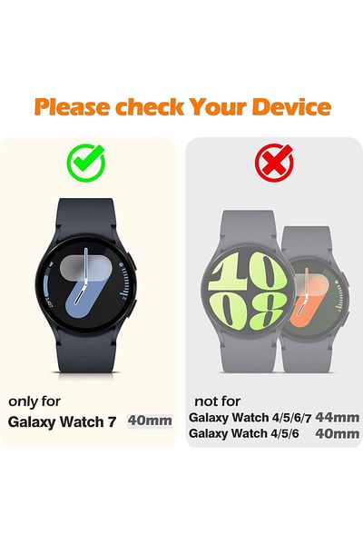 Fibaks Samsung Galaxy Watch 7 40mm Compatible Case and Screen Protector 360 Full Protection Cover