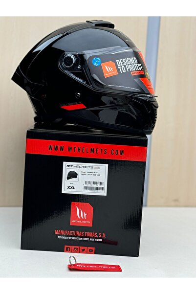 MT Thunder 4 Solid A1 Gloss Full Face Motosiklet Kaskı - Şefaf Vizörlü Anahta...